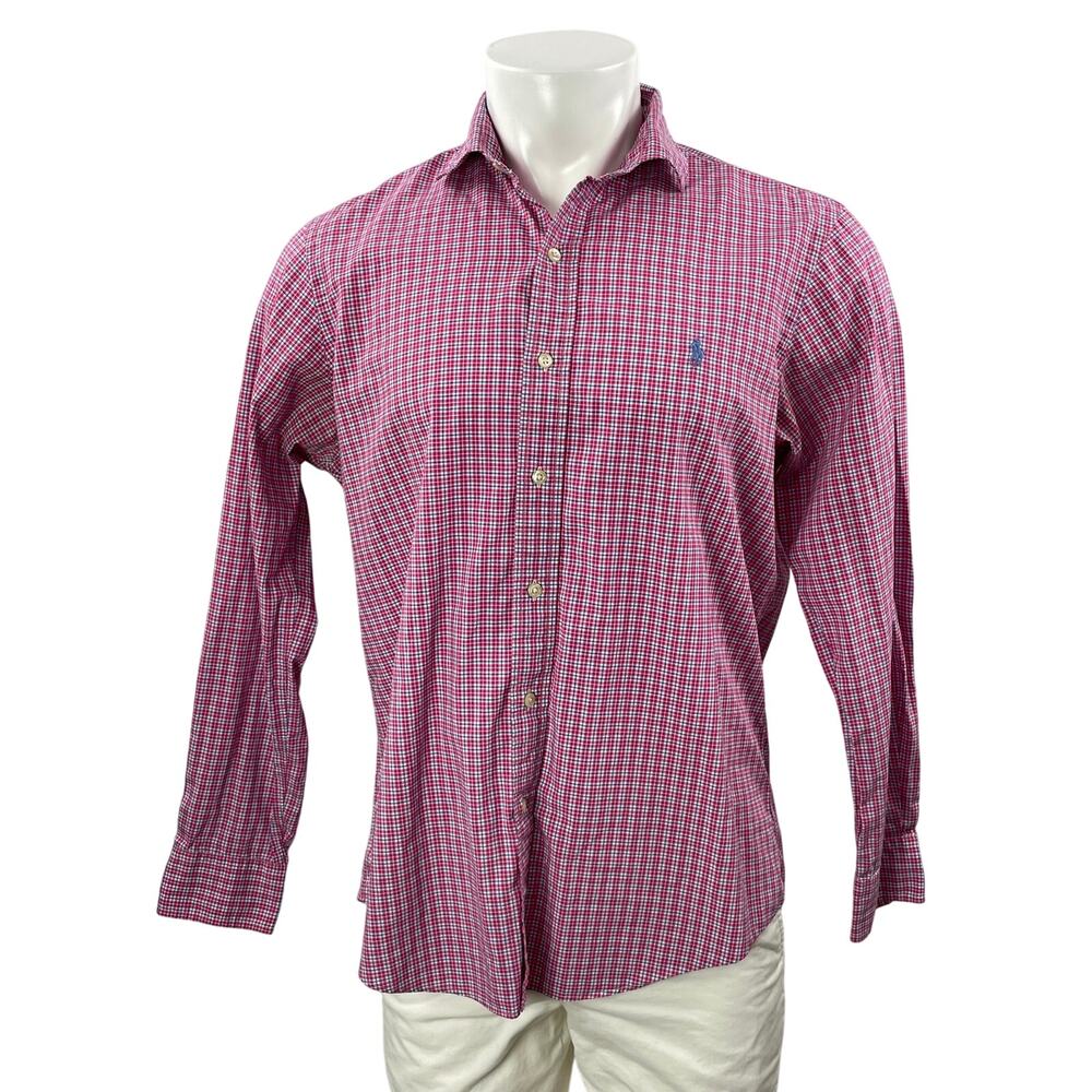 Polo Ralph Lauren Men's Red Check Plaid Long Sleeve Button Down Shirt Top Size M